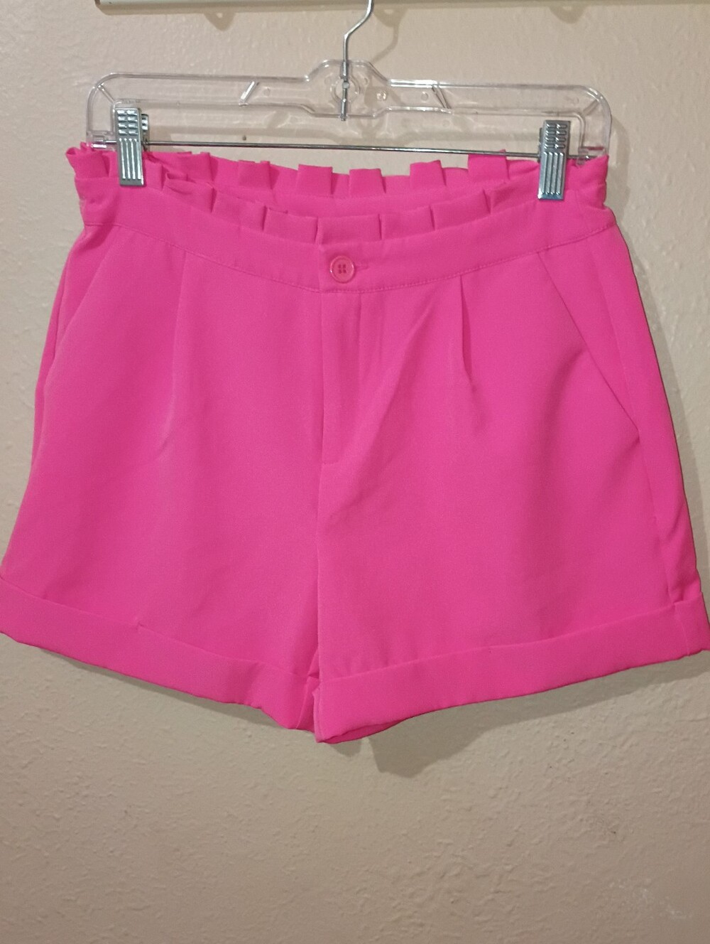 VENUS Hot Pink Ruffle Waist Dressy Shorts